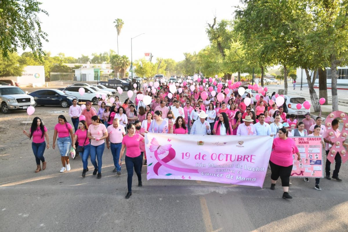 Con marcha, autoridades de Angostura hacen conciencia sobre la prevención del Cáncer de Mama